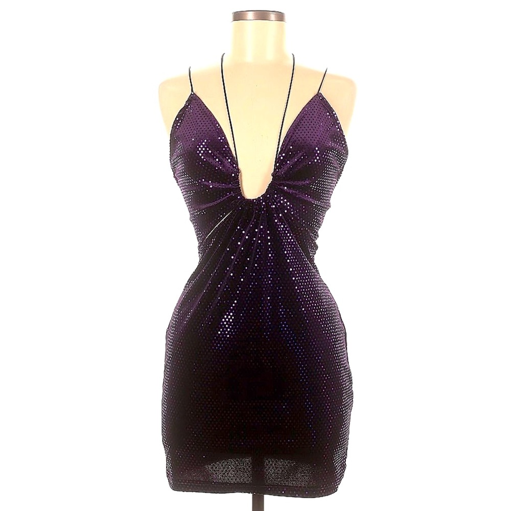 Zara size M cocktail mini dress purple color with sequins